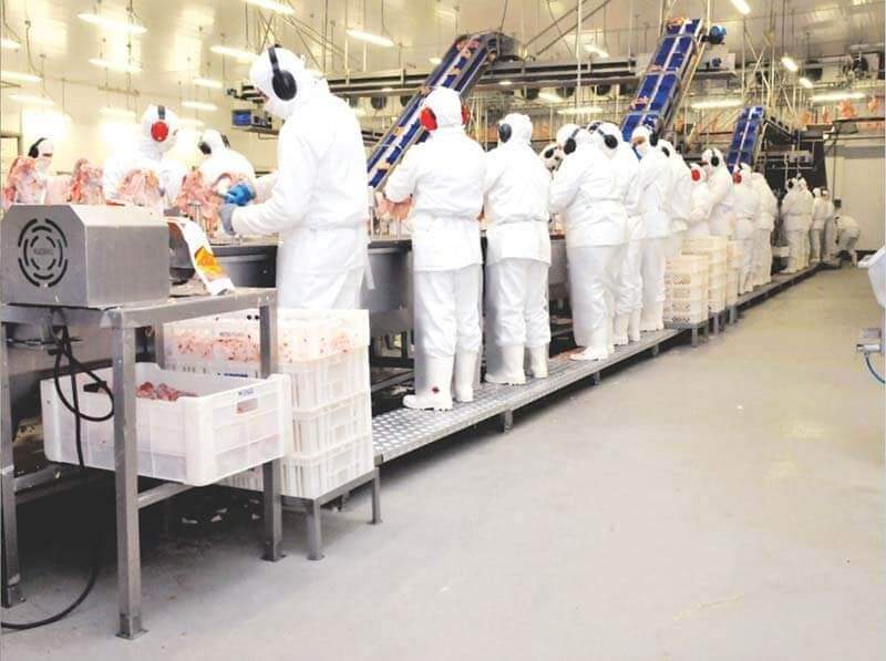 Área de produção alimentícia com piso claro